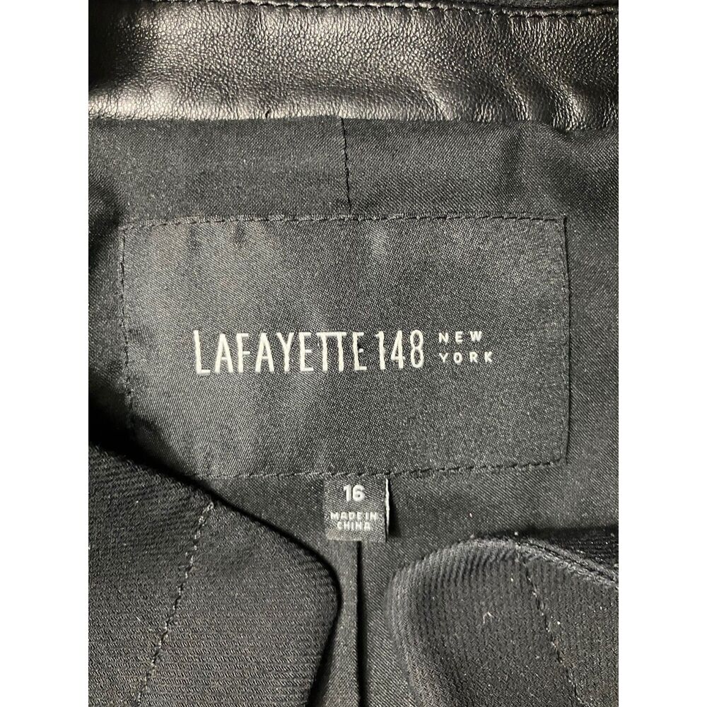 Lafayette 148 New York Black Jacket with Leather Trim – Size 16 - Picture 7 of 9